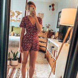 SOLD: Red and blue floral romper